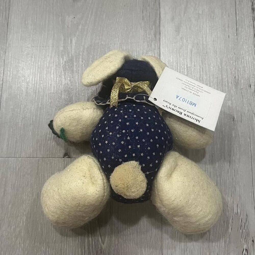 Vintage 1998 Mother Brown Homespun Primitive Star Bunny Plush with Tagmother - Picture 2 of 4